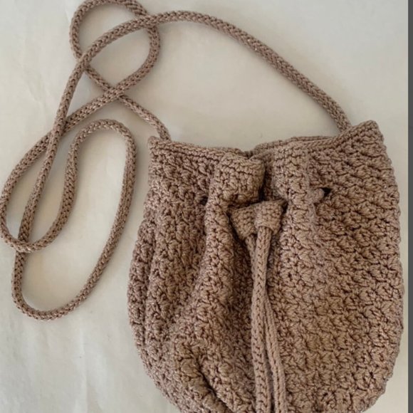 The sak vintage crochet - Gem Vintage Rare 90s The Sak Crochet Purse Nude Beige Silver Shimmer